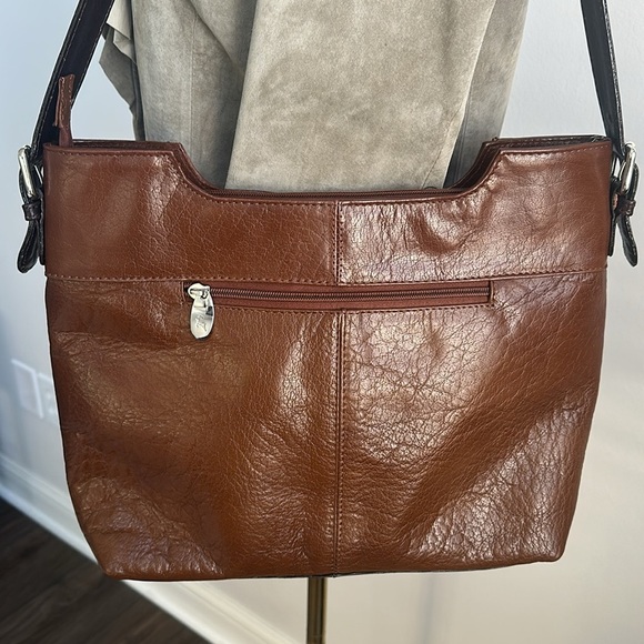 Ashwood Genuine Leather Boho Double Zip Pockets Designer Handbag Purse Deer Logo - Picture 4 of 10